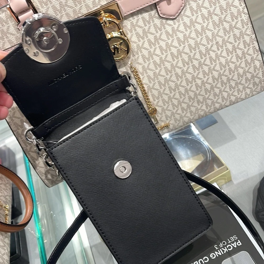 Michael Kors Carmen Small Logo Smartphone Crossbody Bag  Black  NWT